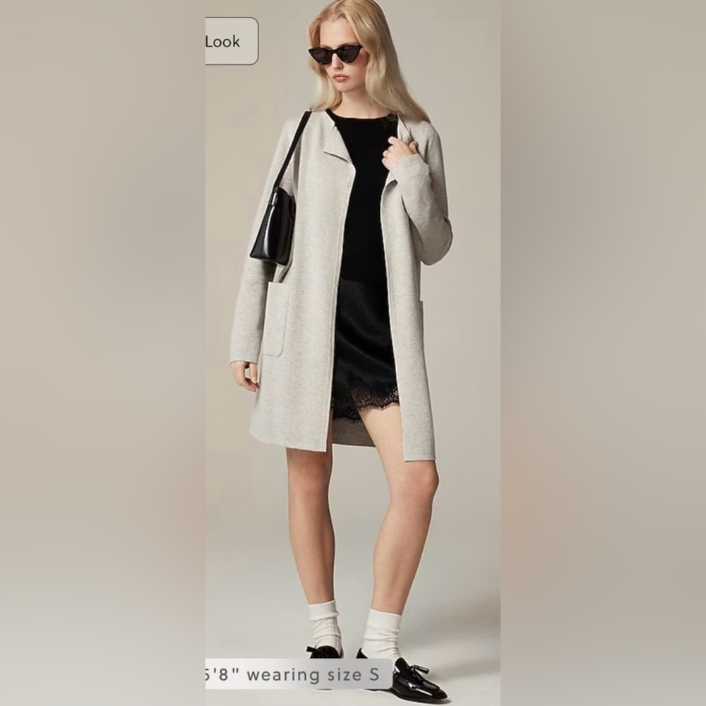 J.Crew Juliette collarless sweater-blazer in heather dove